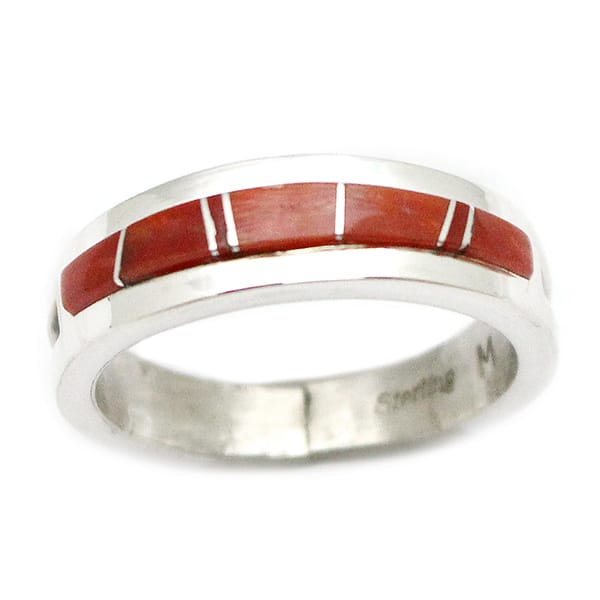Coral Inlay Band Ring