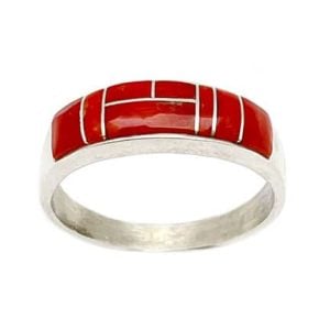 Coral Inlay Men's Ring