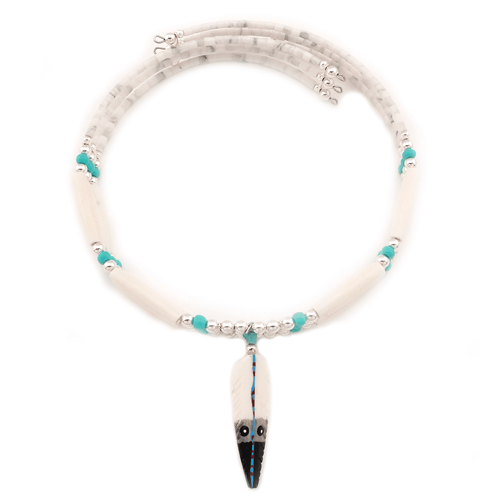 3 Row Memory Wire Bone Necklace