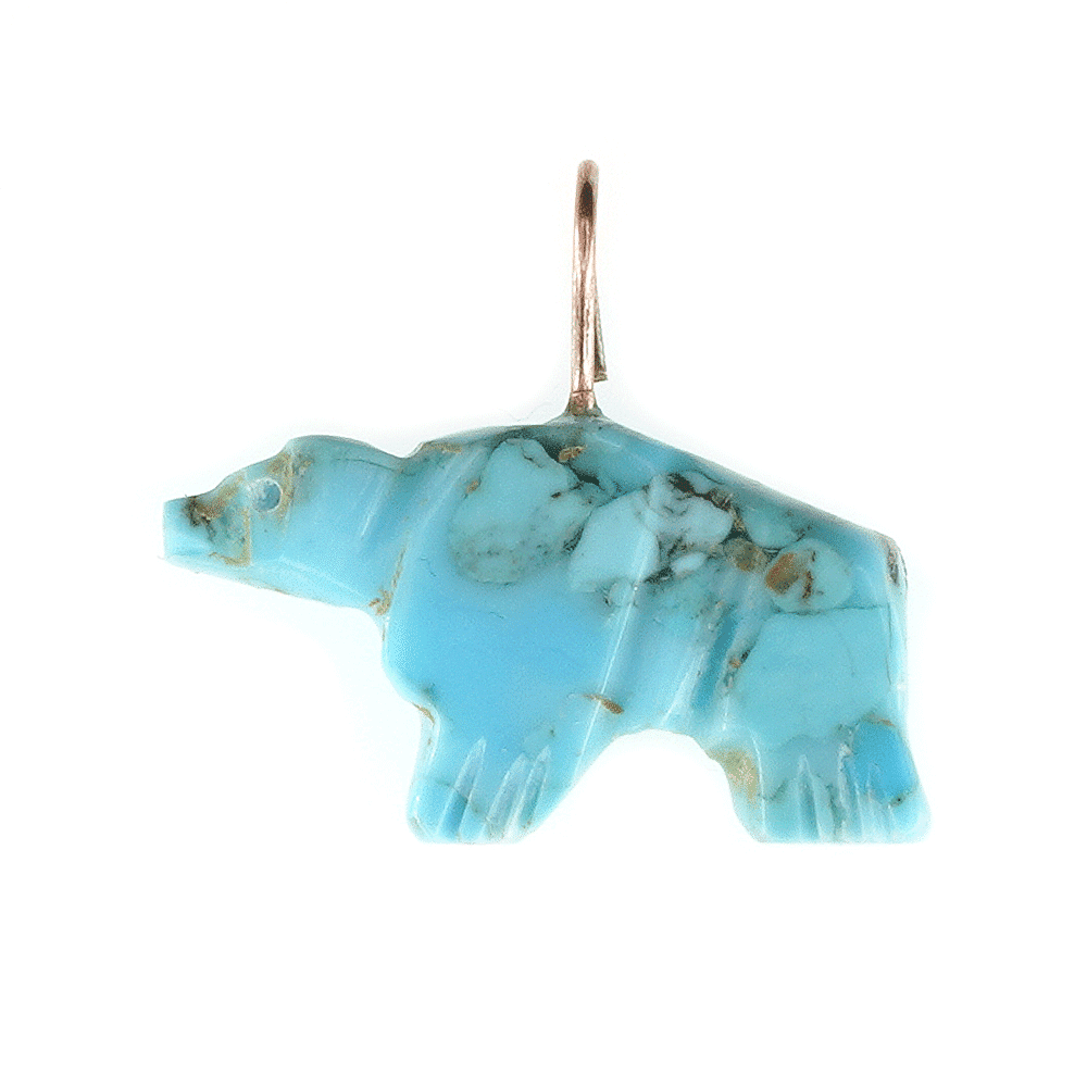 Turquoise Carved Horn Toad Pendant - Image 4
