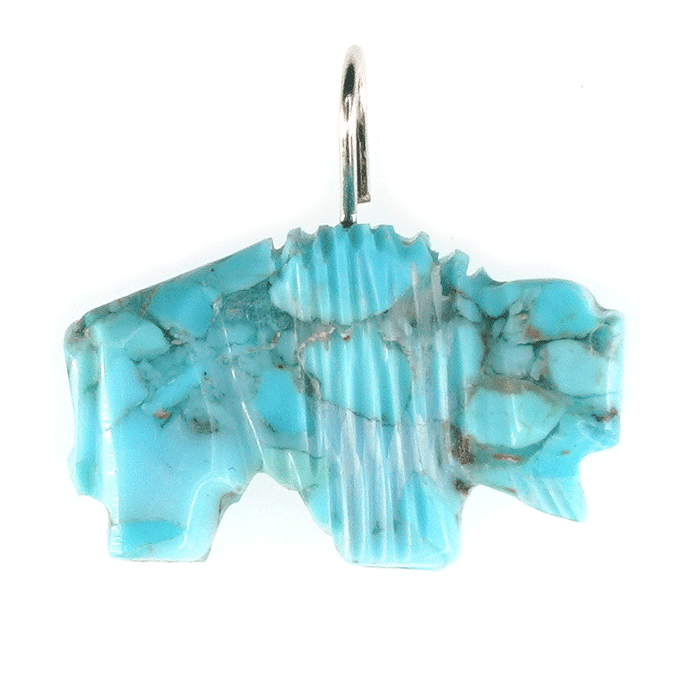 Turquoise Carved Horn Toad Pendant - Image 3