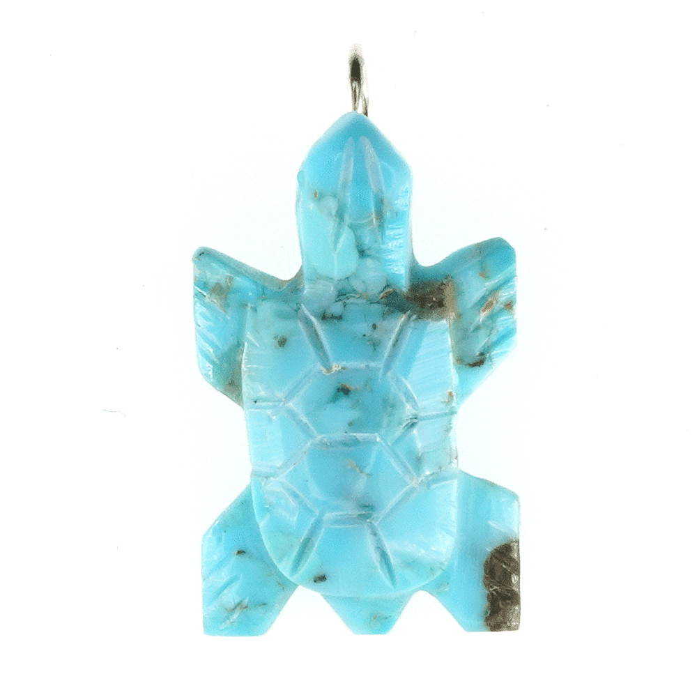 Turquoise Carved Horn Toad Pendant - Image 2