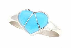 Turquoise Zuni Inlay Heart Ring