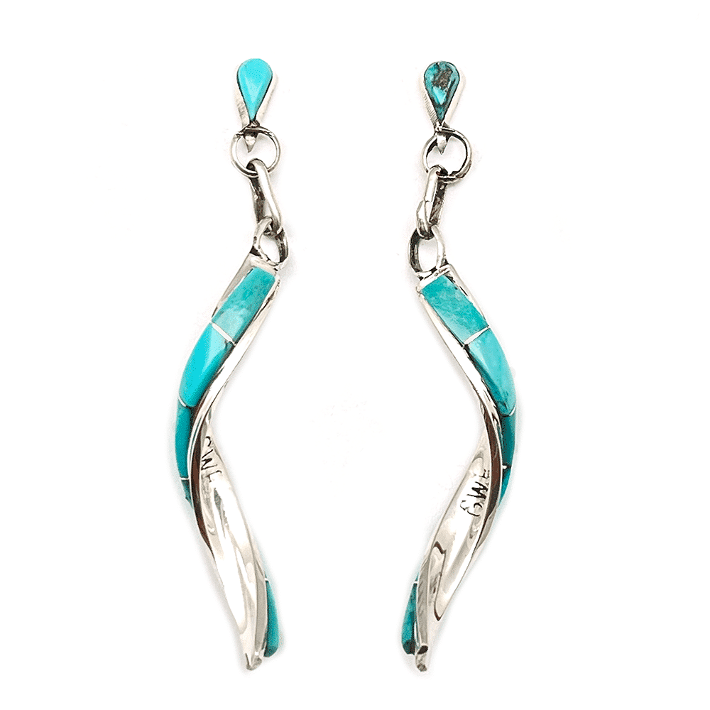 Zuni Turquoise Inlay Spiral Earrings