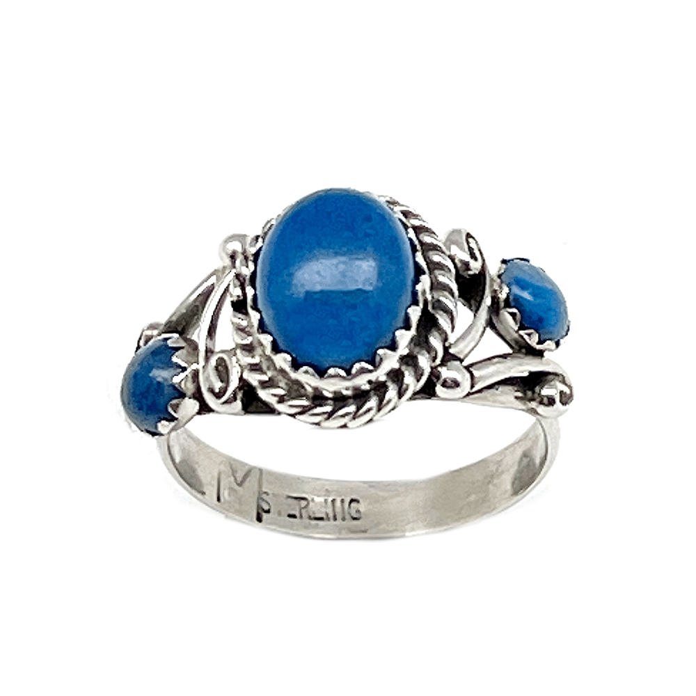 Silver Women's Ring with Denim Lapis