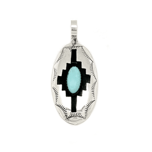 Large Shadowbox Turquoise Pendant