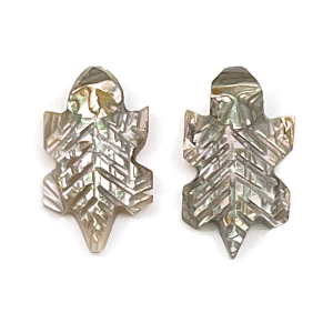 Carved Abalone Horn Toad Earrings