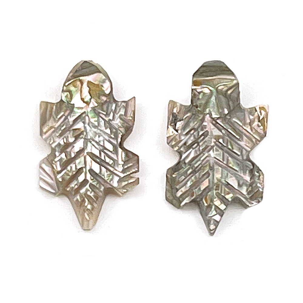 Carved Abalone Horn Toad Earrings