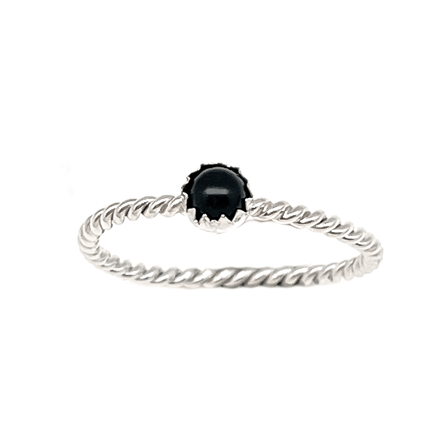 Black Onyx Twist Wire Women's Ring