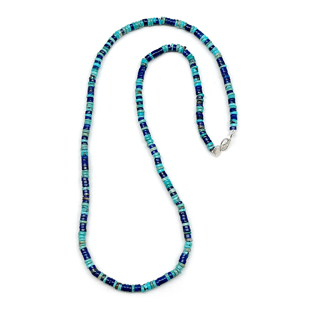 Heishi Cut Turquoise and Lapis Necklace