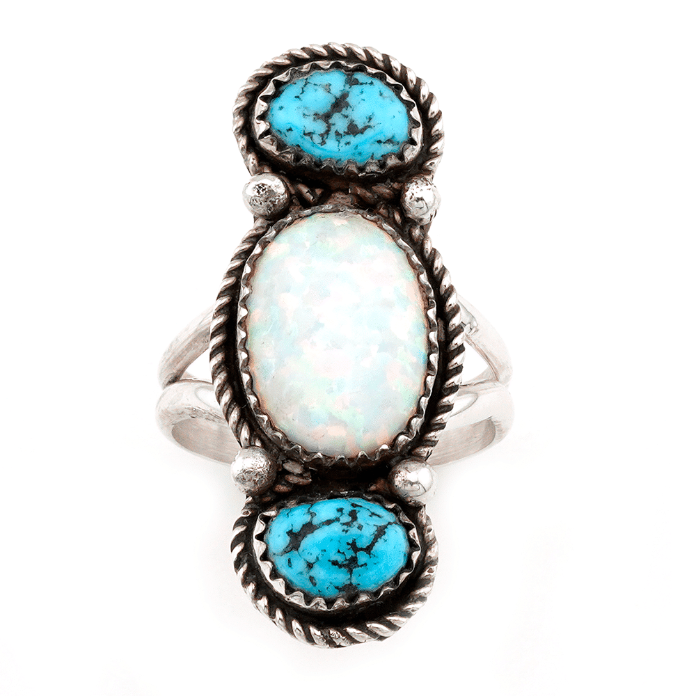 Turquoise and Opal Women's Ring