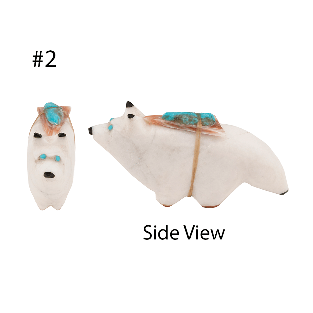White Marble Wolf Carved Fetish - Image 2