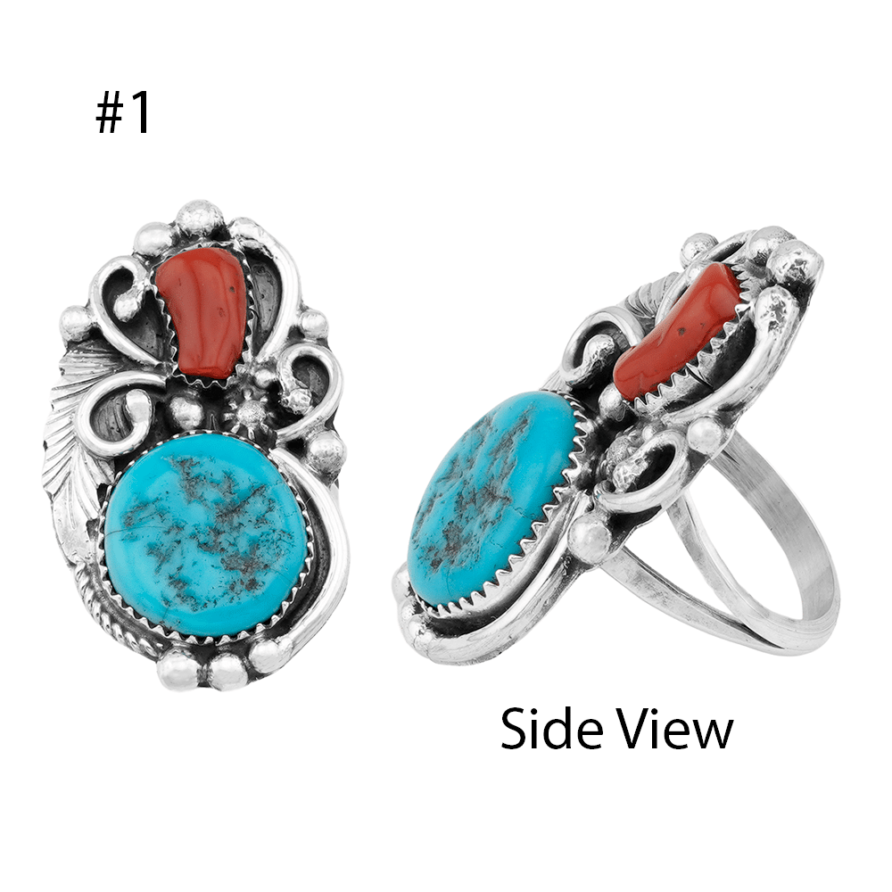Turquoise And Coral Women's Ring
