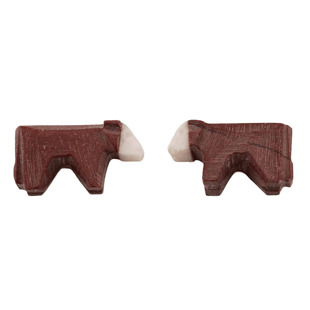 Carved Black Cow Post Earrings
