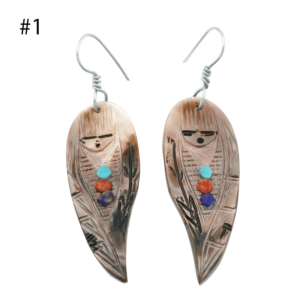 Carved Shell Maiden Earrings