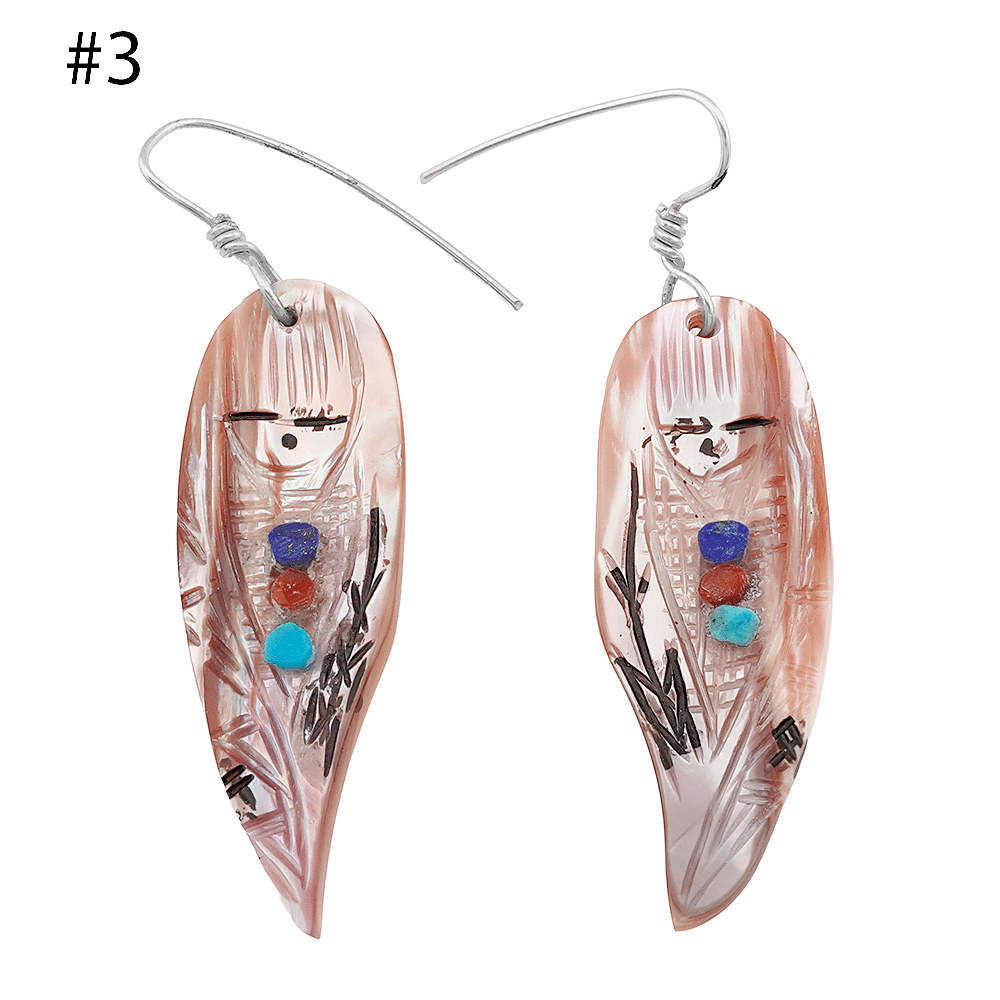 Carved Shell Maiden Earrings - Image 3