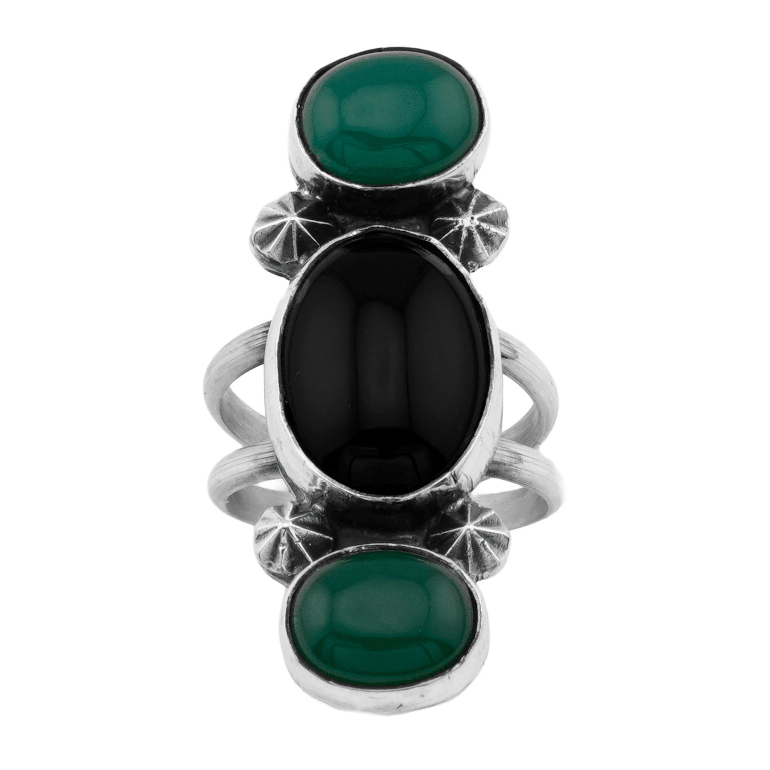 Black And Green Onyx Ladies Ring