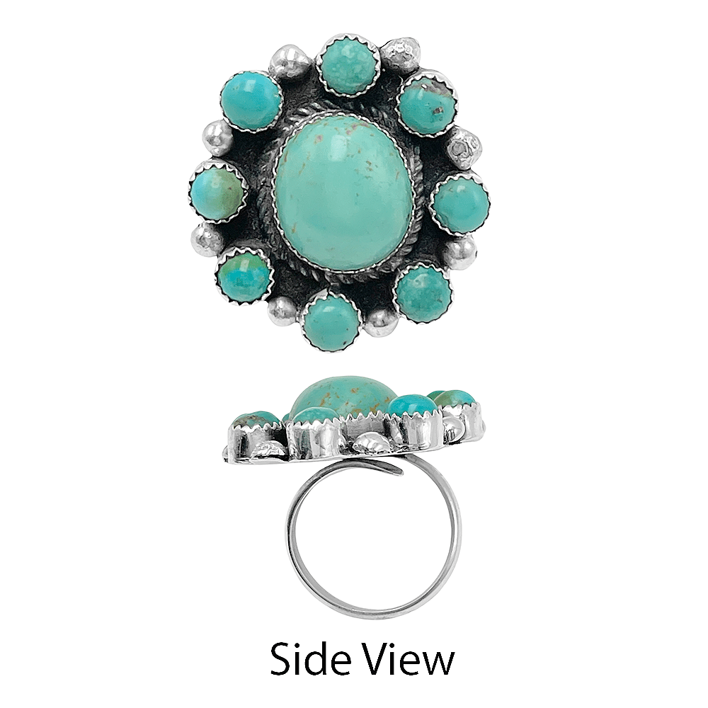 Turquoise Kingman Cluster Women's Ring