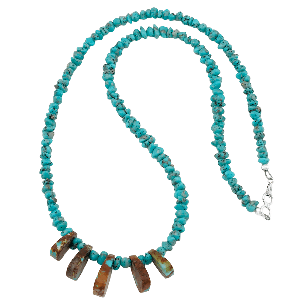 Turquoise Nugget & Turquoise Tab Necklace
