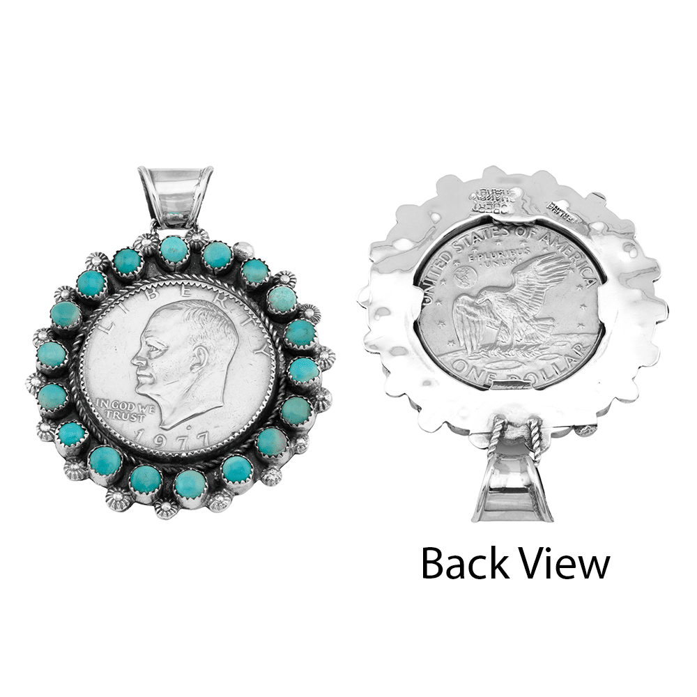 Dollar Coin and Turquoise Pendant