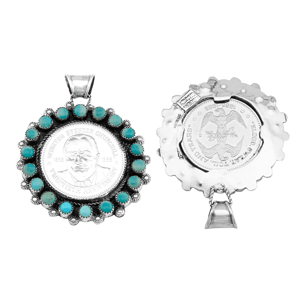 Dollar Coin and Turquoise Pendant - Image 2