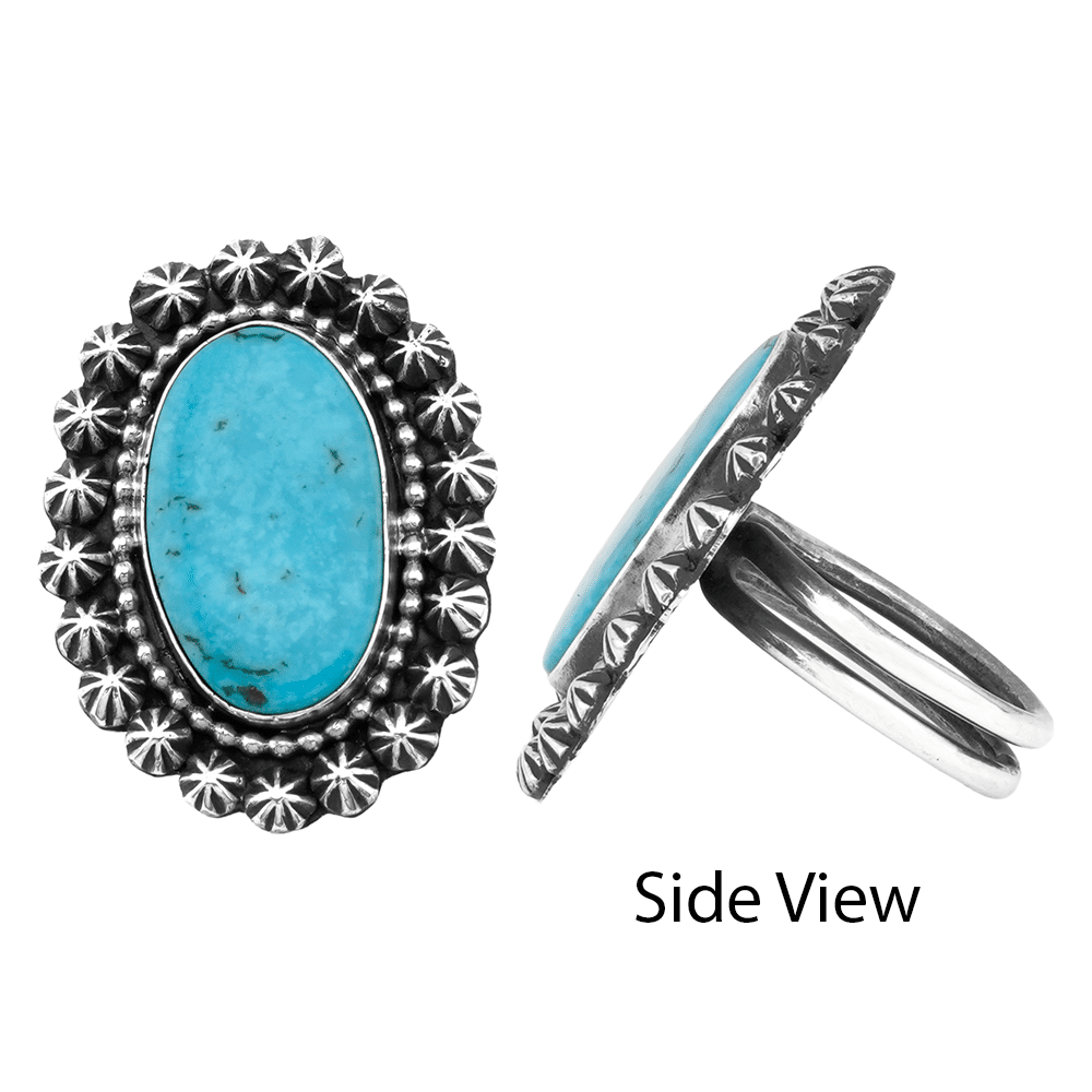 Turquoise Stamped Bead Women's Ring