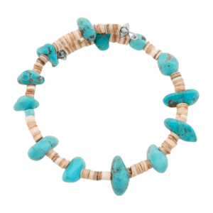 Turquoise Nugget & Heishi Memory Wire Bracelet
