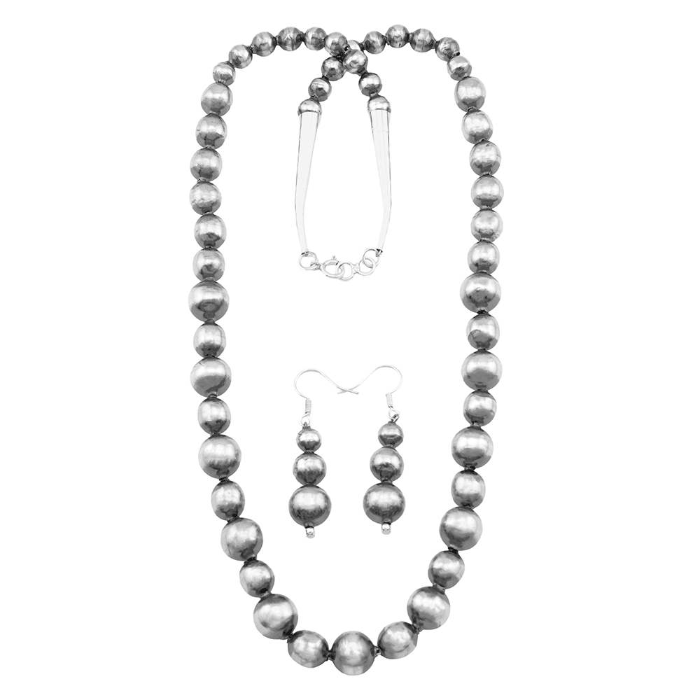 Navajo Pearl Bead Necklace and Earring Set
