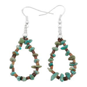 Green Turquoise with Heishi Loop Earrings