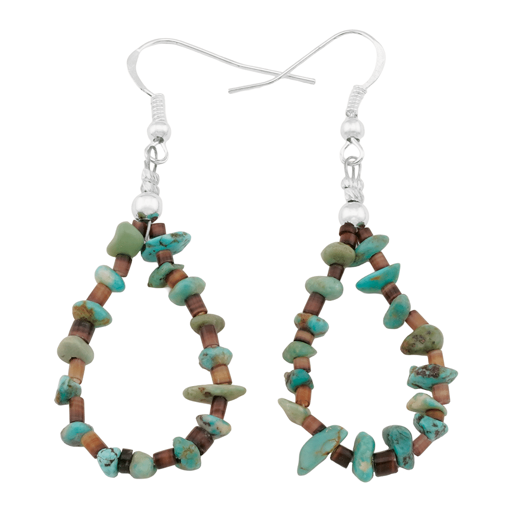 Green Turquoise with Heishi Loop Earrings