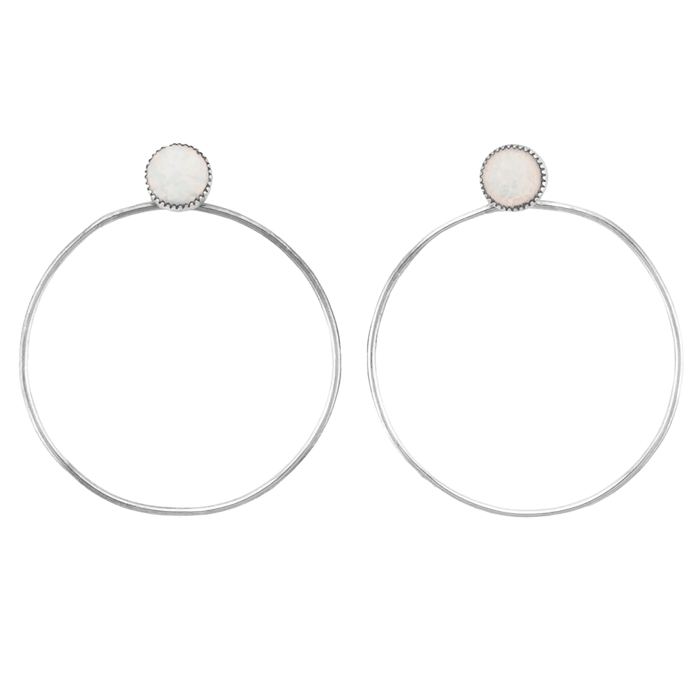 Opal Stone Post Dangle Earrings
