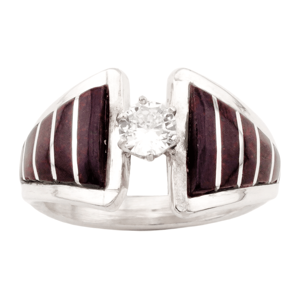 Opal Inlay Cubic Zirconia Women's Ring
