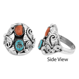 Turquoise and Coral Ring